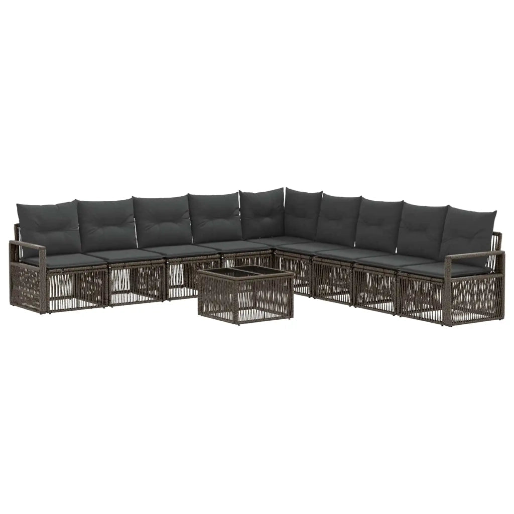 Set Divano da Giardino 10 pcs Grigio polyrattan 3435737