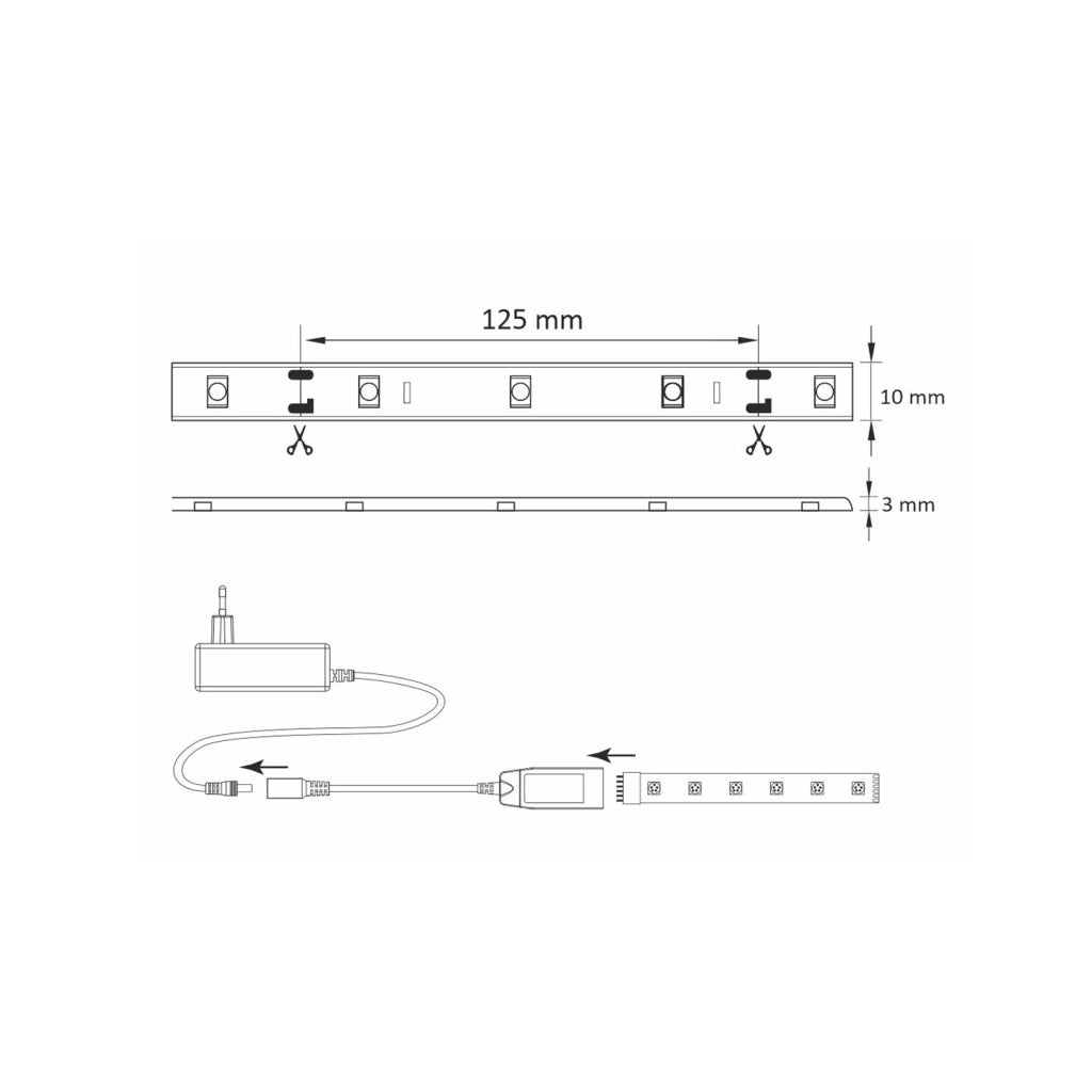 Striscia LED WiFi 2m RGB+4000K IP65 Tuya kit Polux