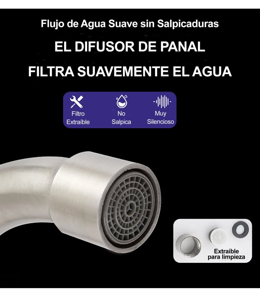 Rubinetto da Cucina e Lavabo LH-119 | Monocomando a Due Vie in Acciaio Inox 304 | Rotazione 360º