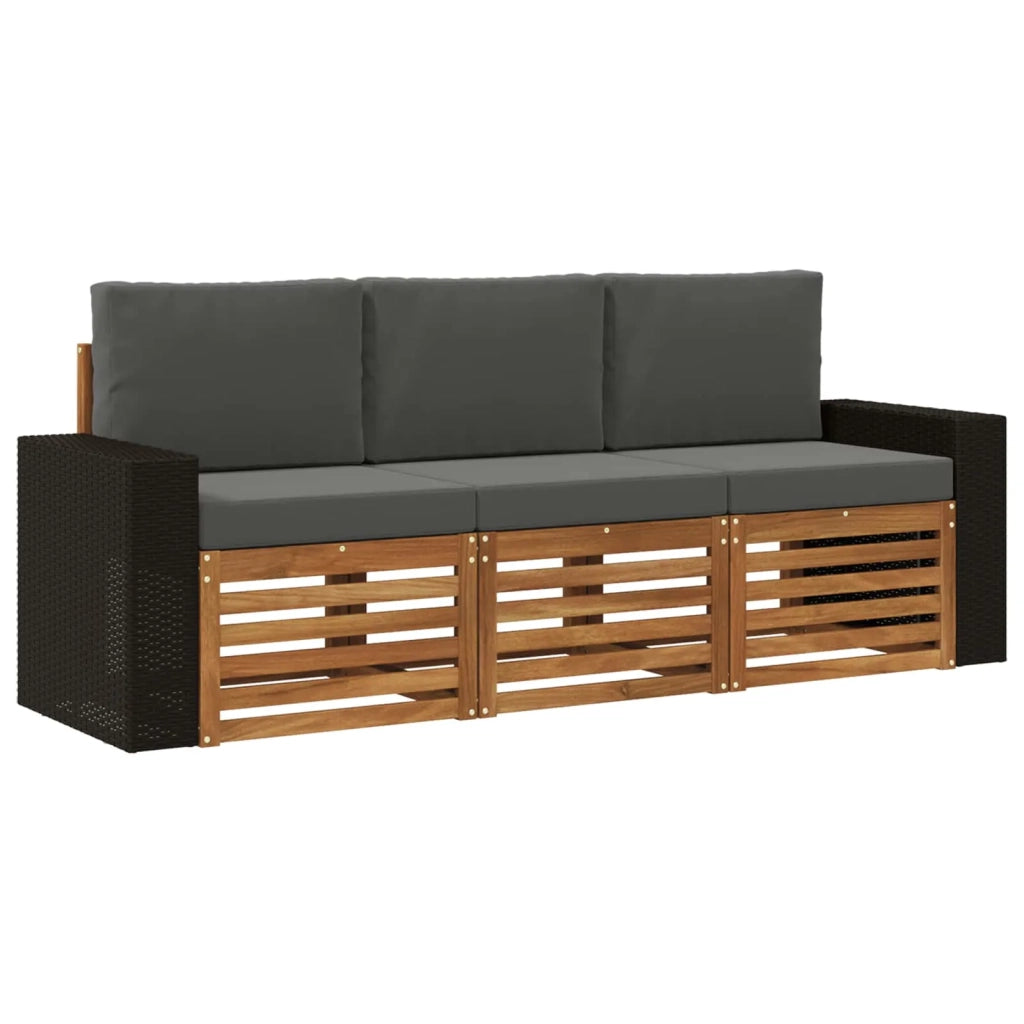 Set divani con cuscino 3 pcs Legno di Acacia Massello