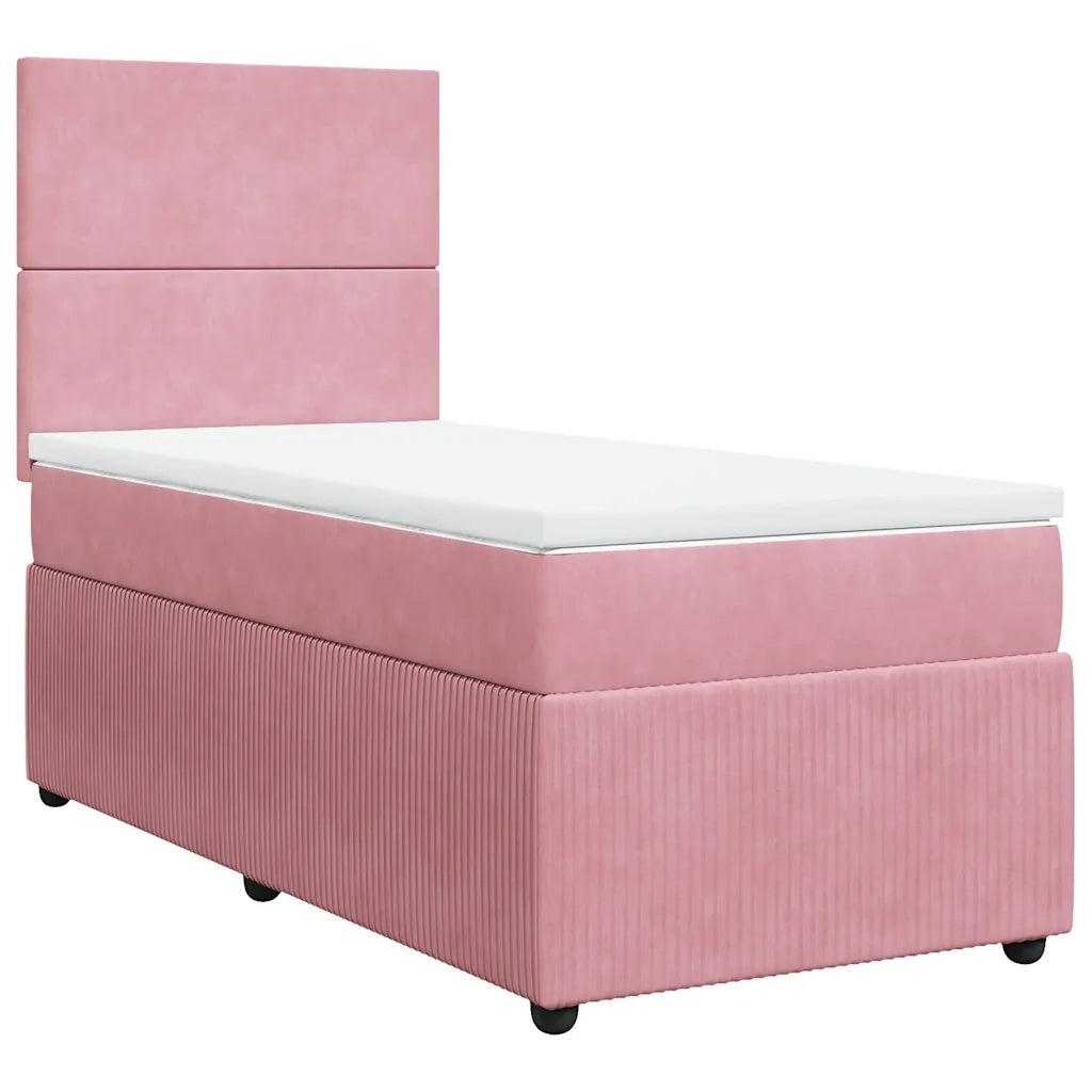 Giroletto a Molle con Materasso Rosa 90x190 cm in Velluto