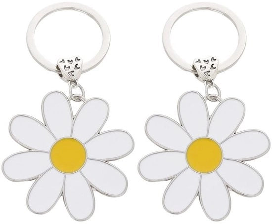 Sostegno per Chiavi con Fiori Bianchi - Motivo a Fiore - Leggero - Sostenibile - Accessorio - Regalo Perfetto - Anello per Chiavi
