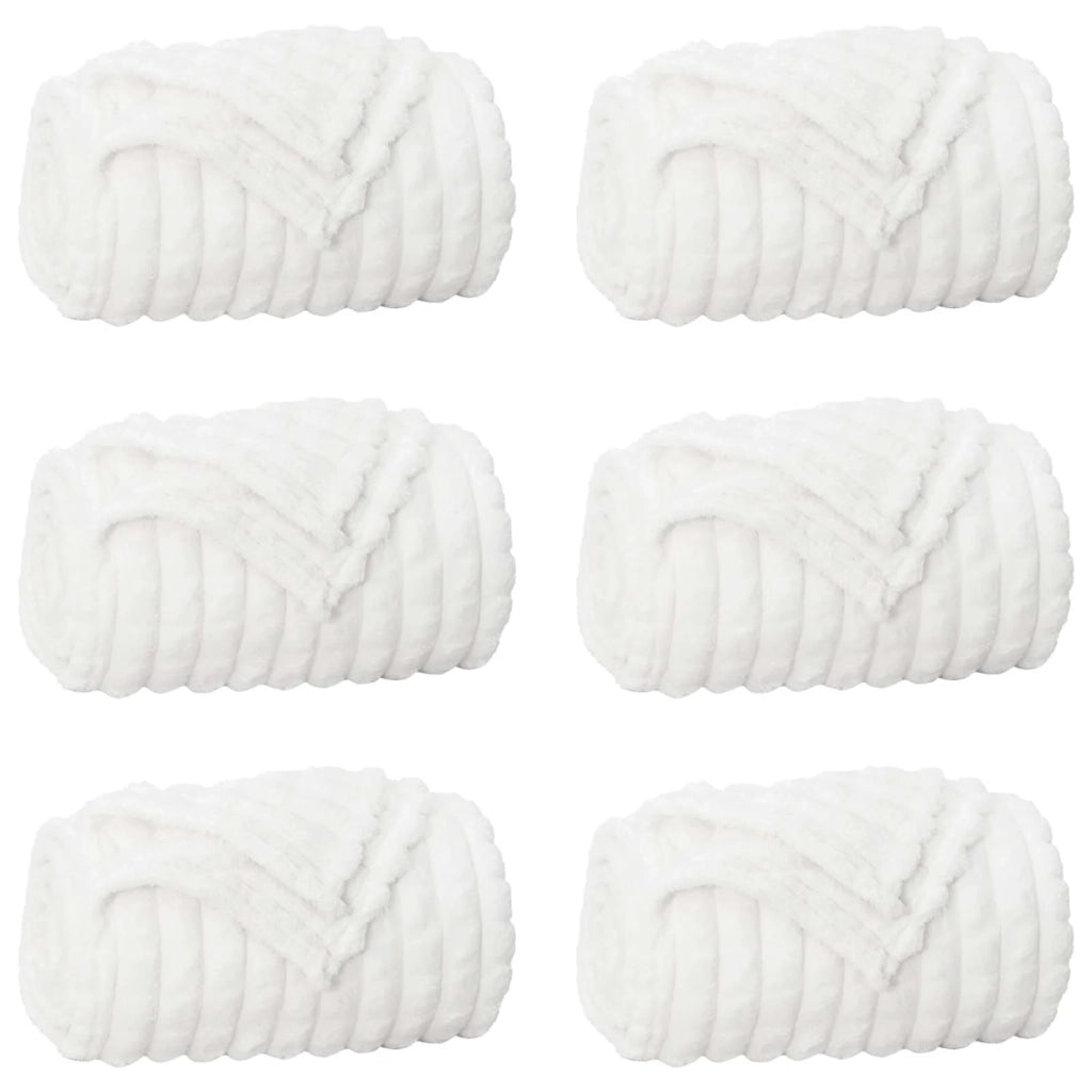 Coperte da Pile 6 pcs Bianco 150 x 130 cm Panno
