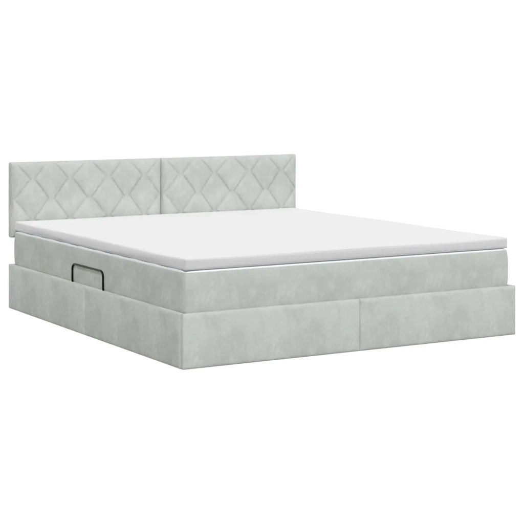 Letto con Contenitore Grigio Chiaro 160 x 200 cm Velluto 3458877