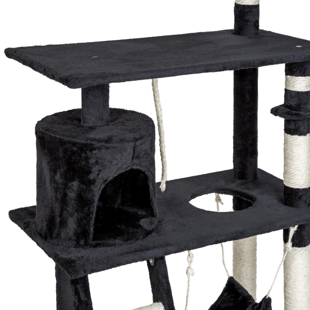 Tiragraffi albero per gatti cuccia per gatti giocattolo animale di peluche grigio scuro 141 cm 08_0000512