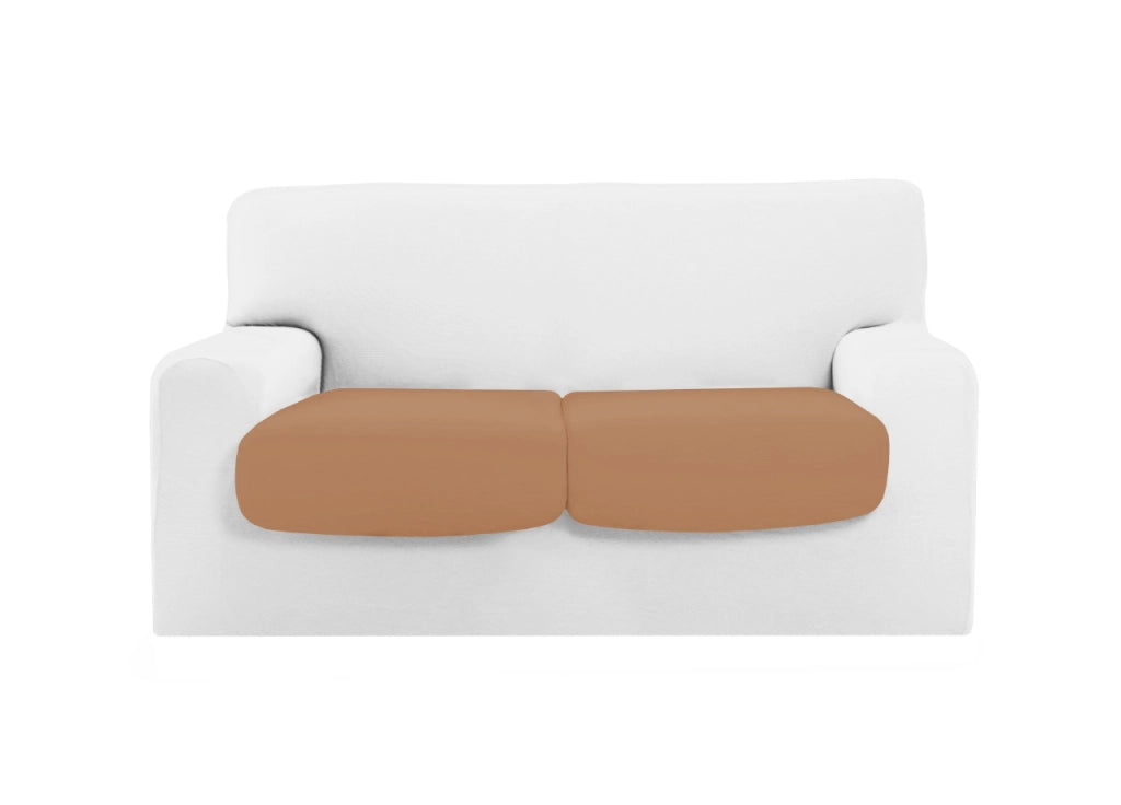 Copridivano Copriseduta Sofà Elasticizzato Tinta Unita Smile Tessuto Millerighe - Coppia Seduta - Cream