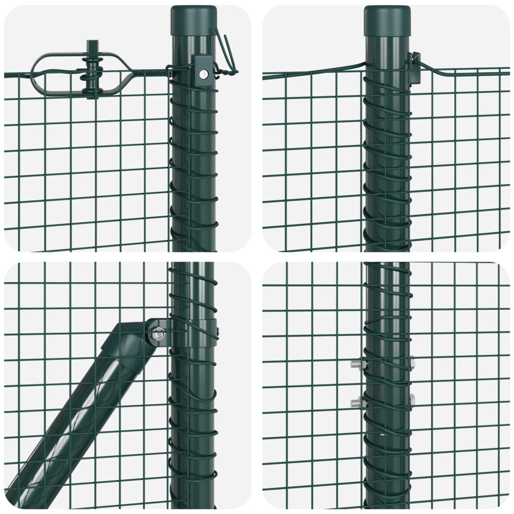 Recinto in Rete Saldato con 13 Pali a Punta Verde 1.2x50 m Acciaio