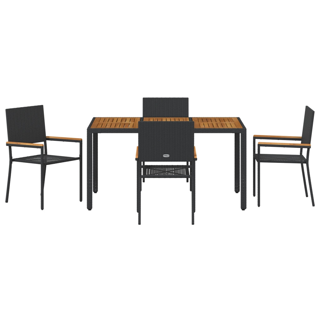 Set da Pranzo da Giardino  da 5 Pezzi Polyrattan Nero