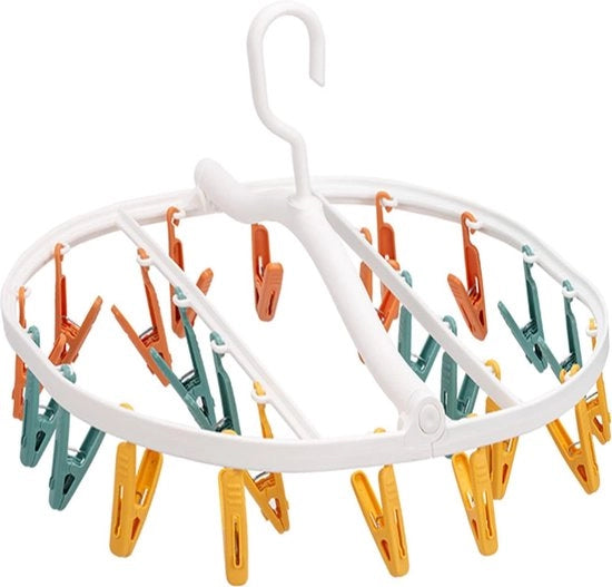 Klemmen con antiscivolo - Asciugacapelli - appoggio pantaloni – appoggio abiti - rotante e pieghevole - più appoggio rochi con clip - antiscivolo - per calze, intimo, calzature, insoles, abbigliamento per bambini e cappelli