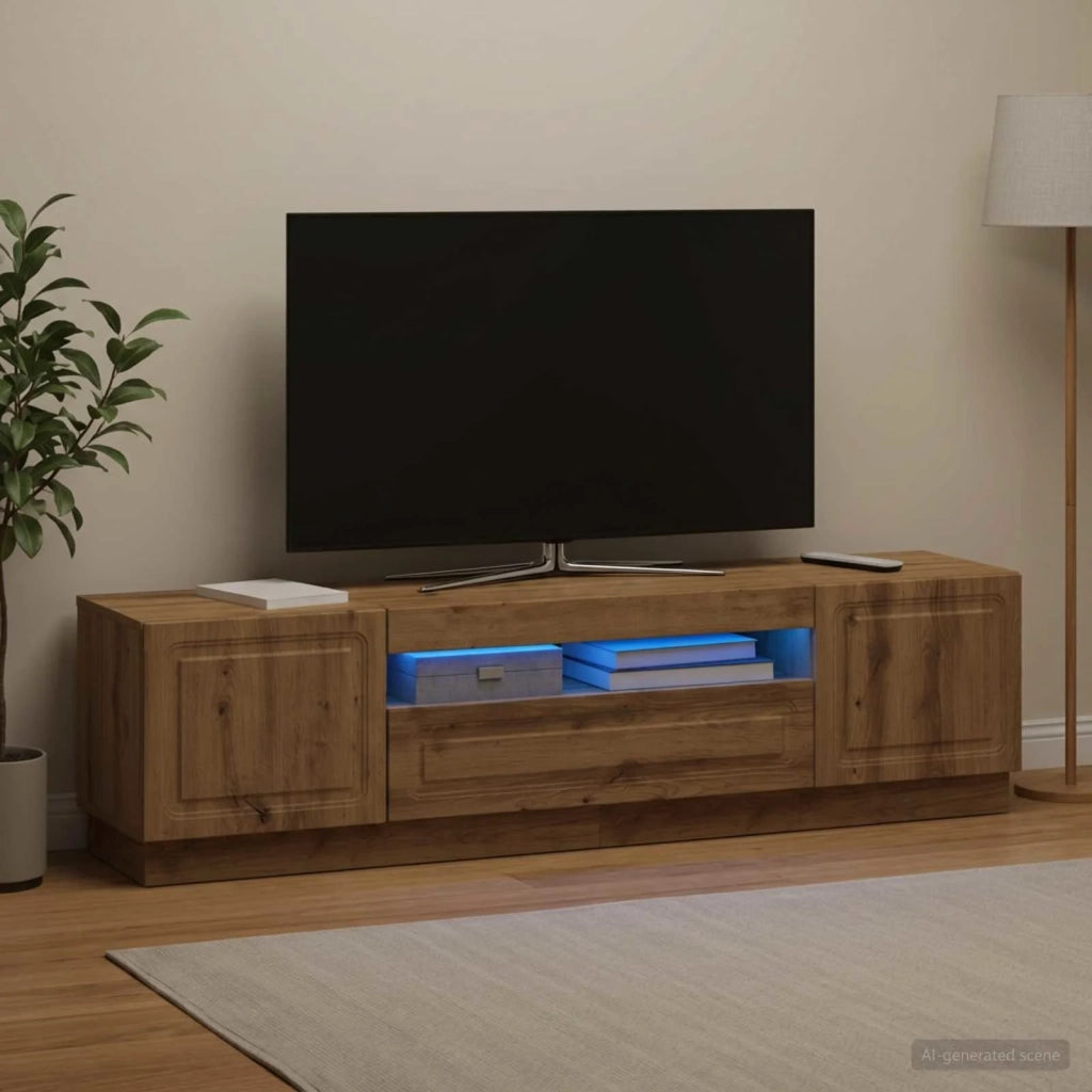 Mobile TV LED Rovere Artigianale Legno ingegnerizzato 897794