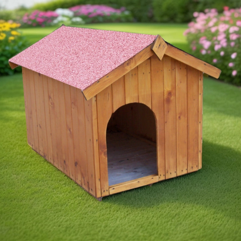 Cuccia da esterno per cani in legno 80x120 cm – tetto guaina ardesiata – spessore pareti 16 mm – NC0812.01 Foresta