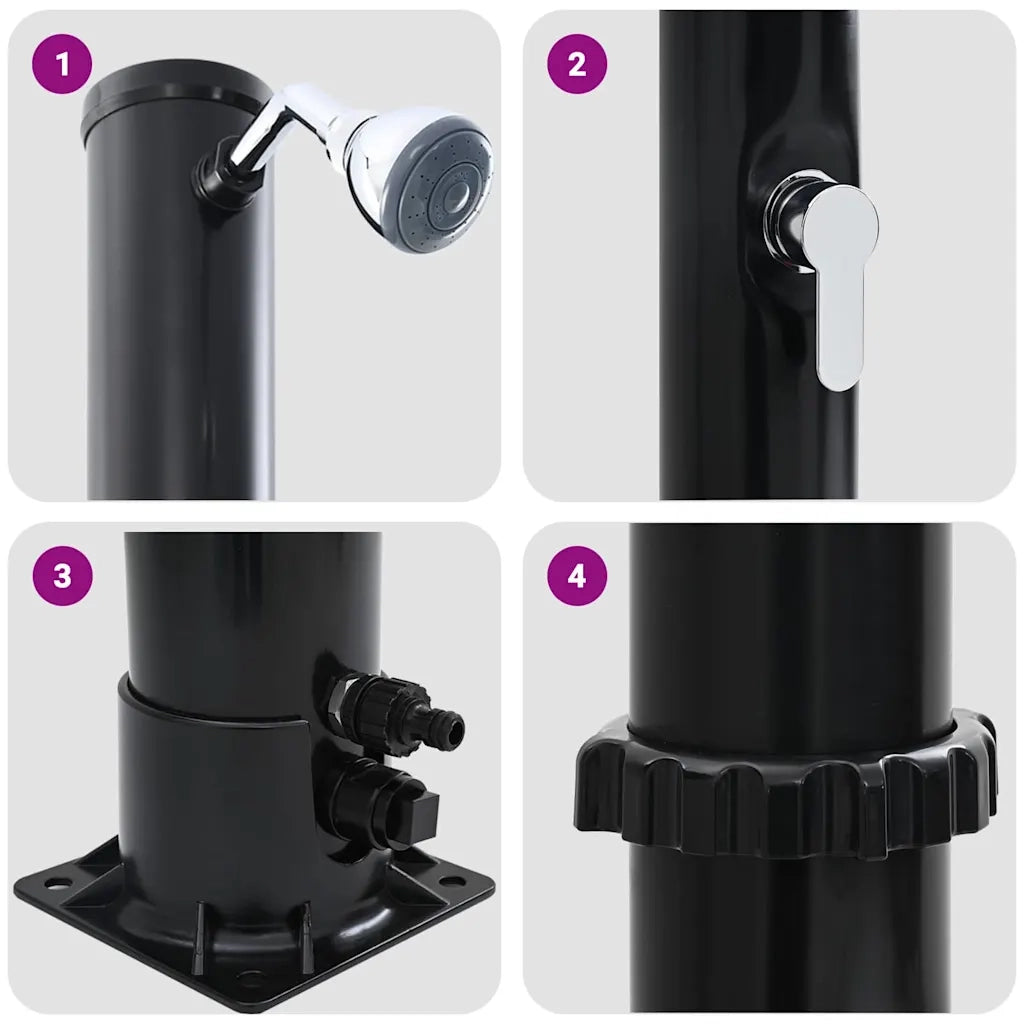 Doccia Solare da Esterno Nero 217 cm PVC e Alluminio 42003407