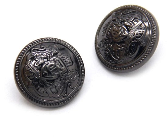 Set di 10 Bottone Decorativi in Metallo - 25 mm Nero