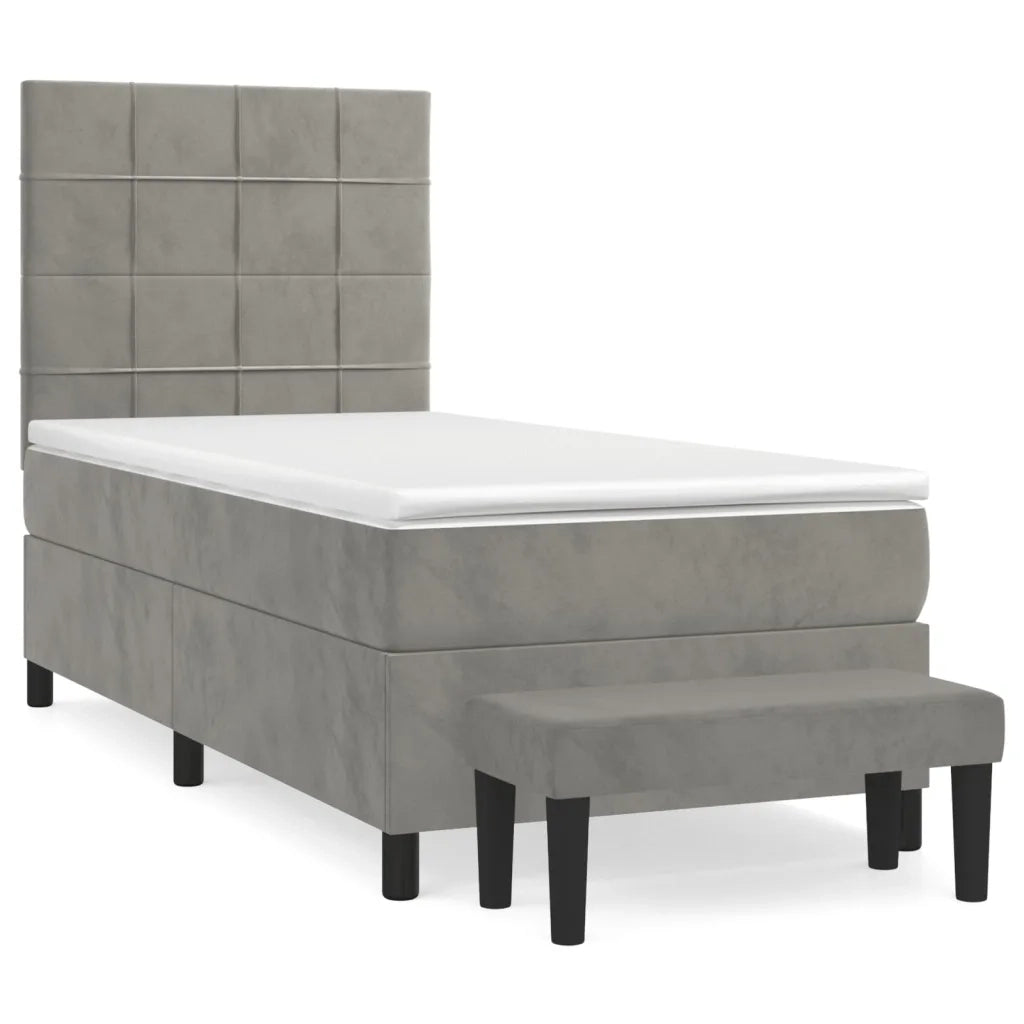 Giroletto a Molle con Materasso Grigio Chiaro 90x200 cm Velluto 3137821