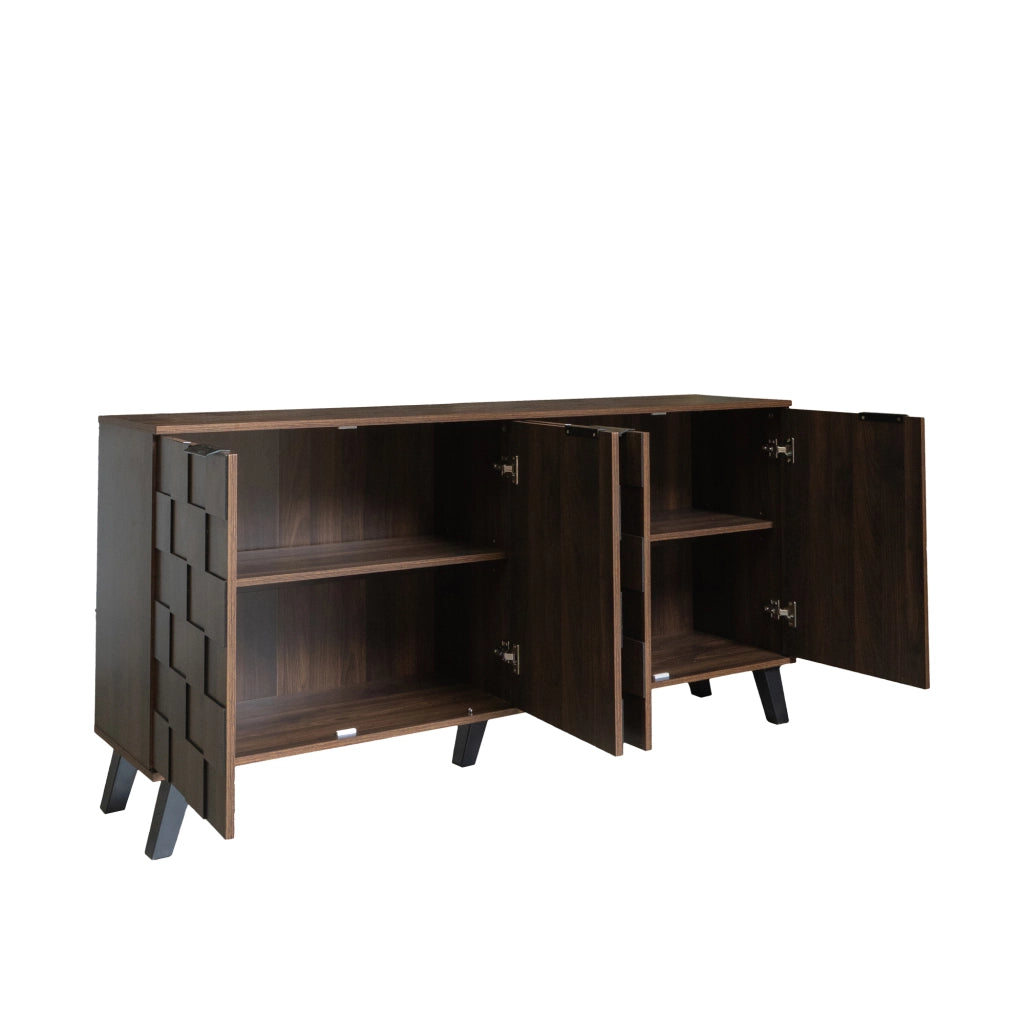 Credenza 4 Ante ¨C Xylo ¨C Effetto Legno Scuro, 160,5x35,5x78 cm