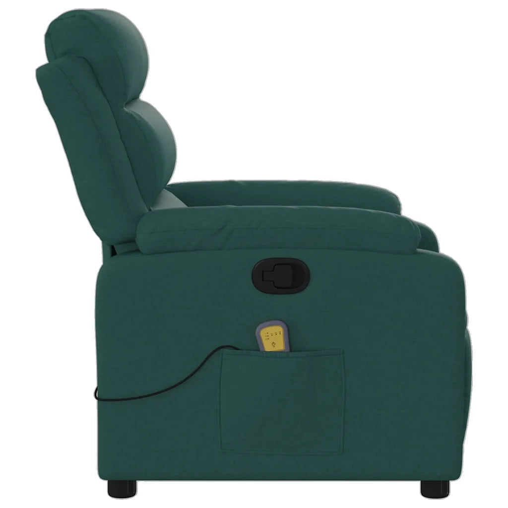 Poltrona Massaggiante | Sedia Relax Reclinabile Verde Scuro in Tessuto