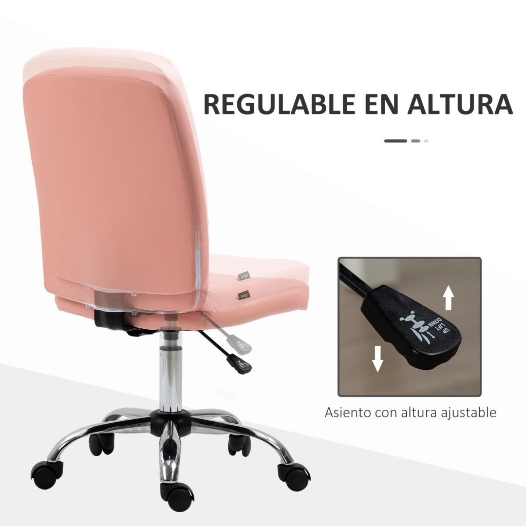 Sedia da ufficio senza braccioli girevole in similpelle con altezza regolabile ¨C zephmum ¨C 45x59x90-100 cm rosa