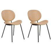 Set di 2 sedie da pranzo Beige  Sabbia con gambe senza braccioli Finta pelle PU Gambe in ferro nero Design contemporaneo e retrò Sedute per la sala da pranzo