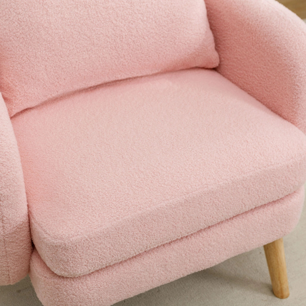 Poltrona singola in tessuto Teddy rosa 71x72x71 cm con cuscino; seduta 14 cm