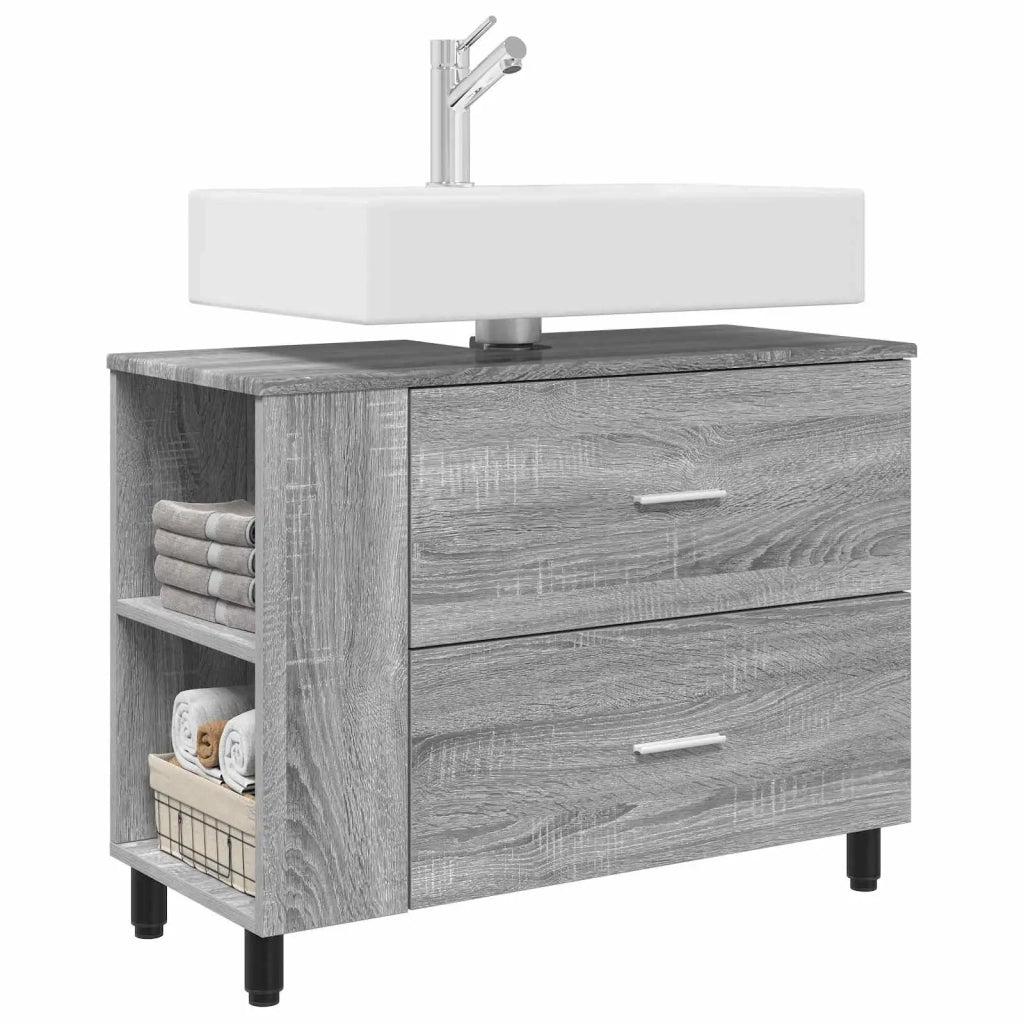 Mobiletto da bagno Sonoma grigio 80 x 35 x 60 cm
