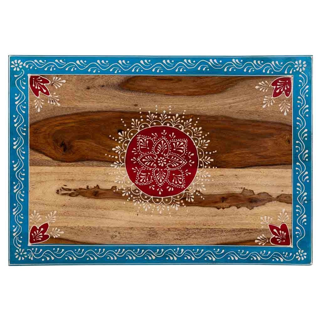 Tavolino in legno dipinto a mano marrone 48x33x46h