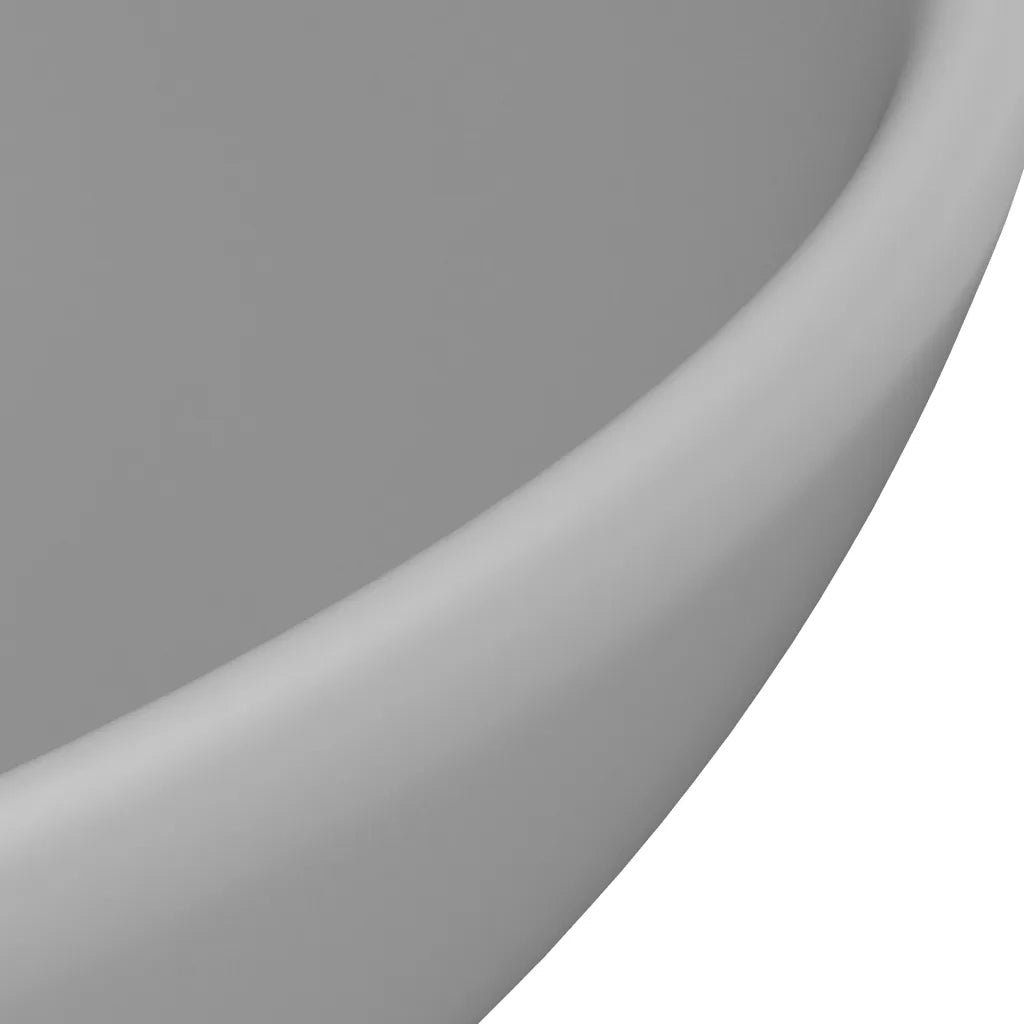 Lavandino Lusso-Lavabo-Lavello Rotondo Grigio Chiaro Opaco 32,5x14 cm Ceramica