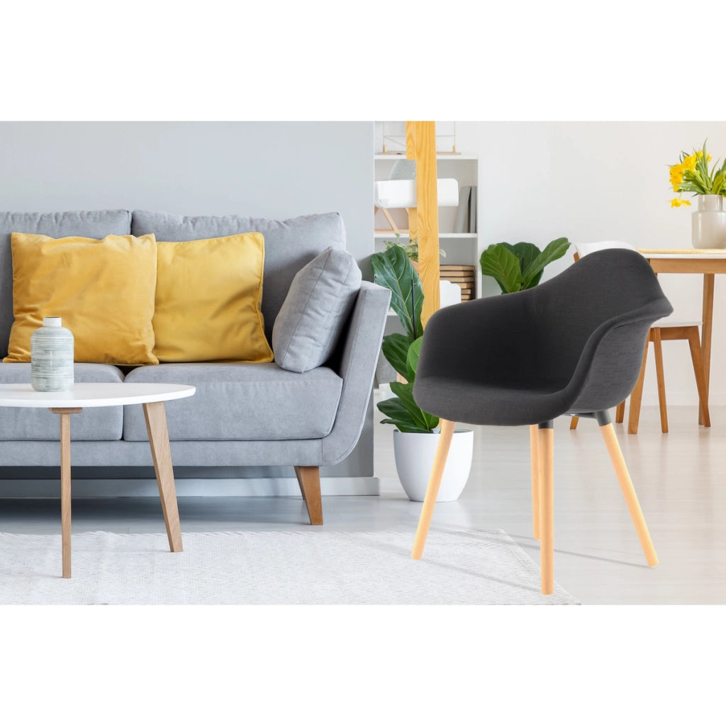 Set di 2 sedie Winston con braccioli e gambe in legno