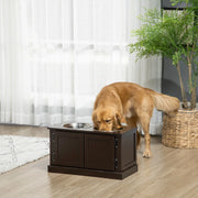 CIOTOLA PER CANI ALZATA con 2 ciotole 60 x 30 x 34 cm MDF Coffee