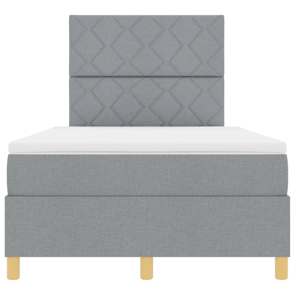 Letto a molle con materasso & LED Grigio chiaro 120x200 cm Tessuto