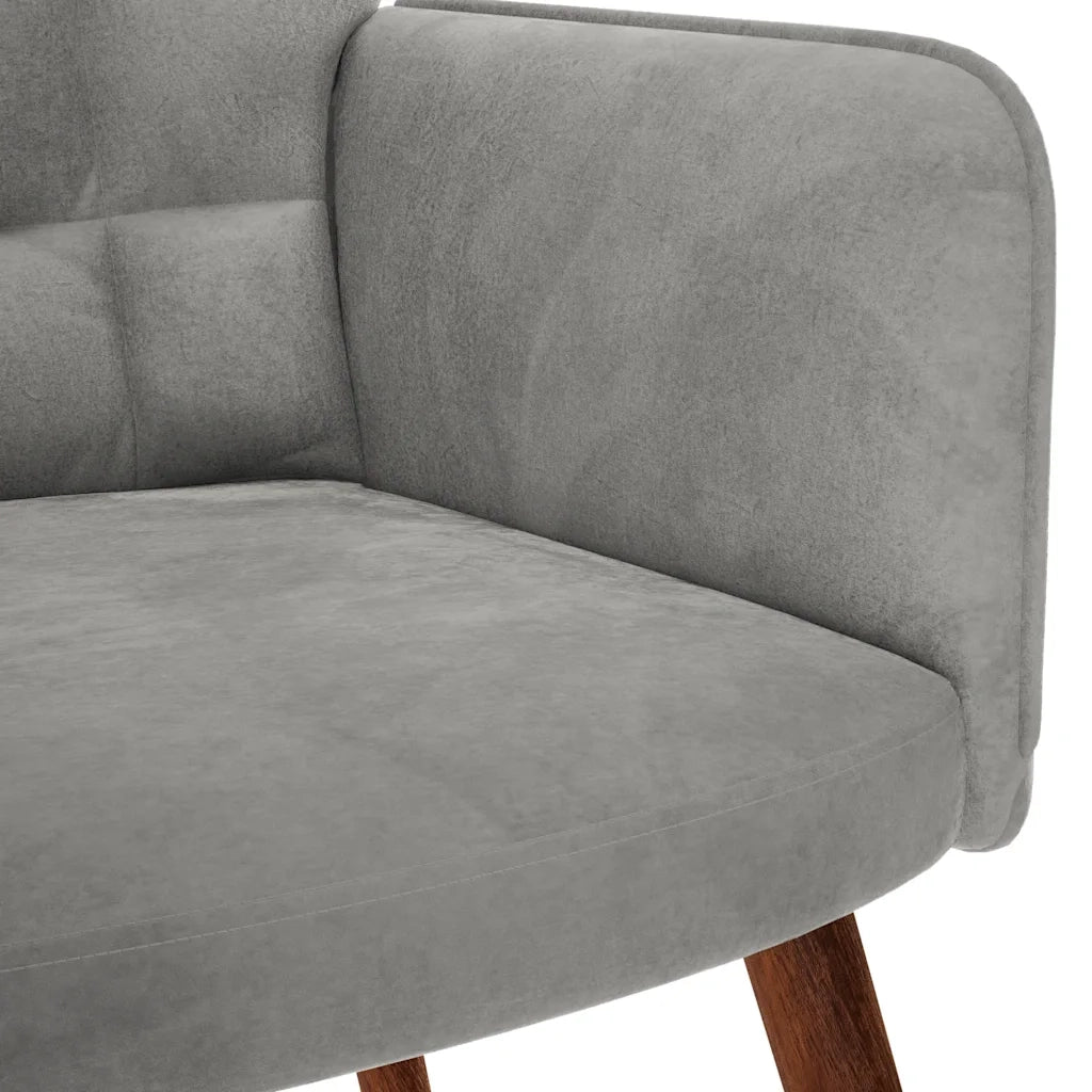 Sedia a dondolo con sgabello in velluto grigio chiaro CFW7116419