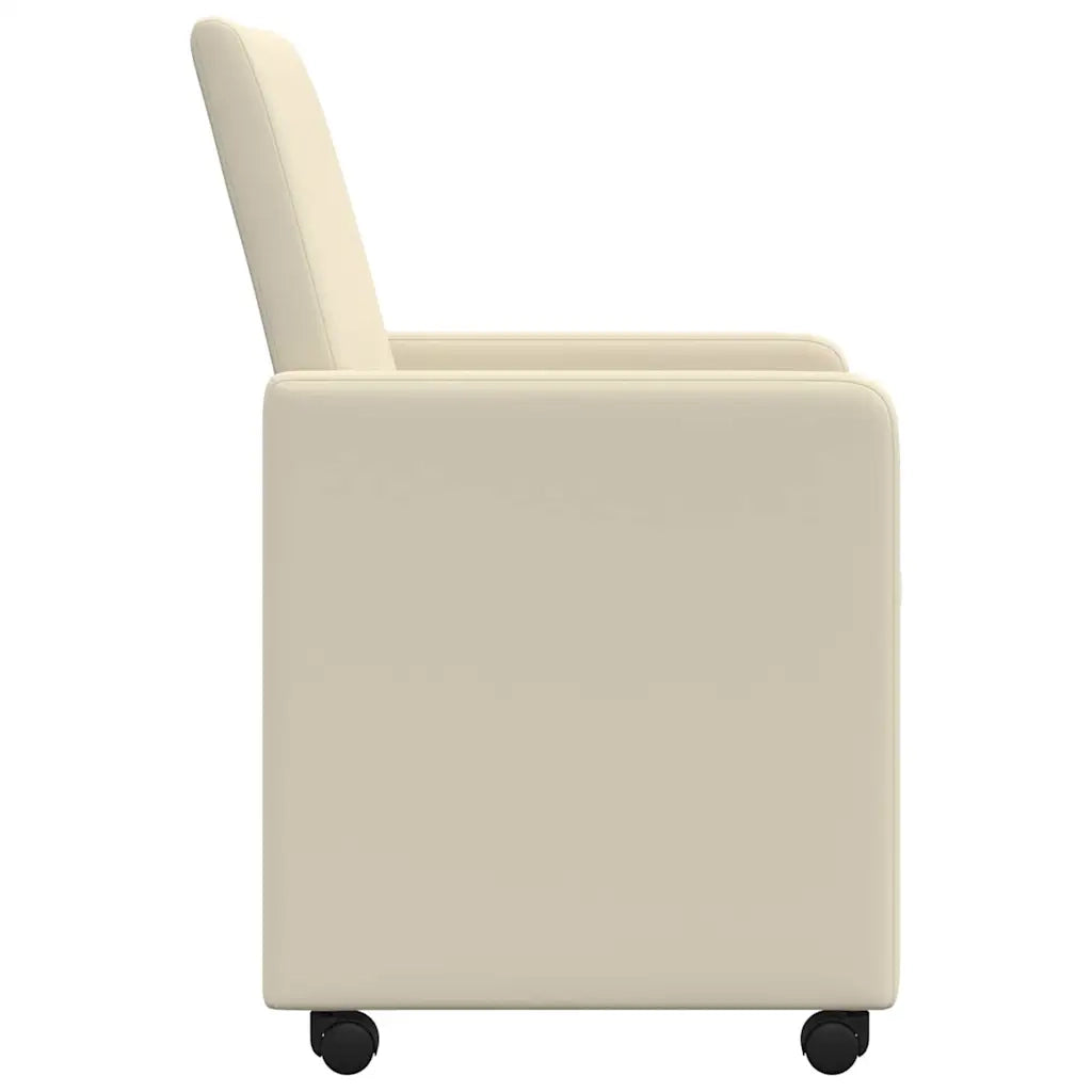 Sedie da Pranzo con Ruote con ruote 2 pcs Crema 57 x 66 x 94 cm
