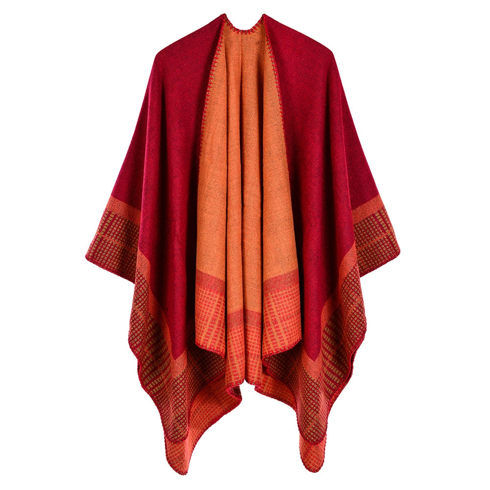 Sciarpa calda da donna a righe, piccola e quadrata, in cashmere e acrilico.