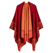 Sciarpa calda da donna a righe, piccola e quadrata, in cashmere e acrilico.