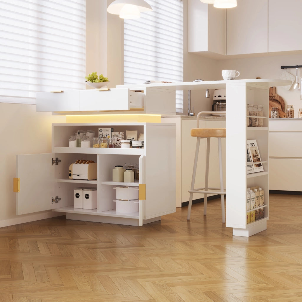 Tavolo Bar Allungabile con Vano ¨C MINIMAL ¨C Bianco, 115-183x40x99 cm