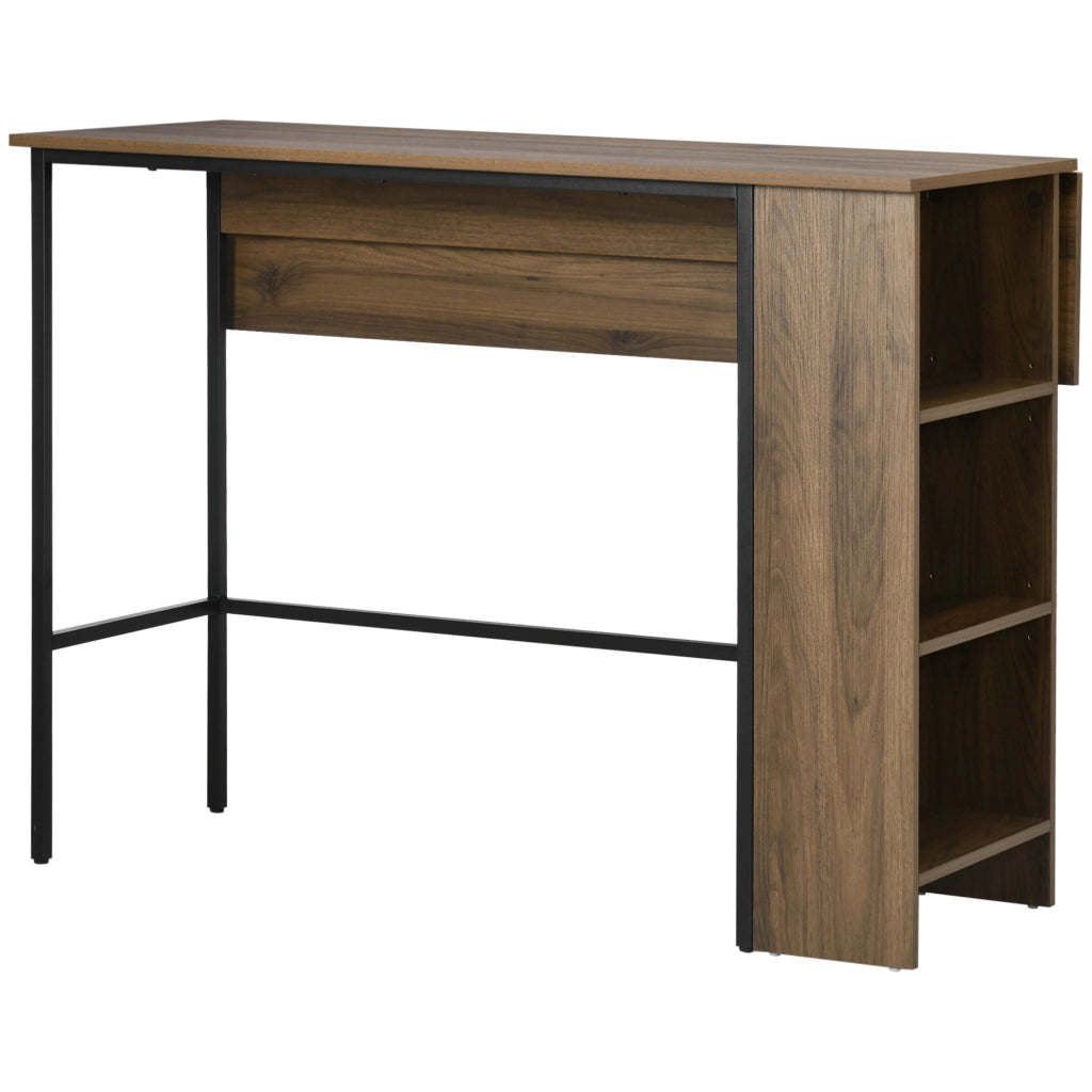 Tavolo da bar con ripiano laterale pieghevole e 3 ripiani ¨C Zephmum ¨C 120x76x91 cm marrone