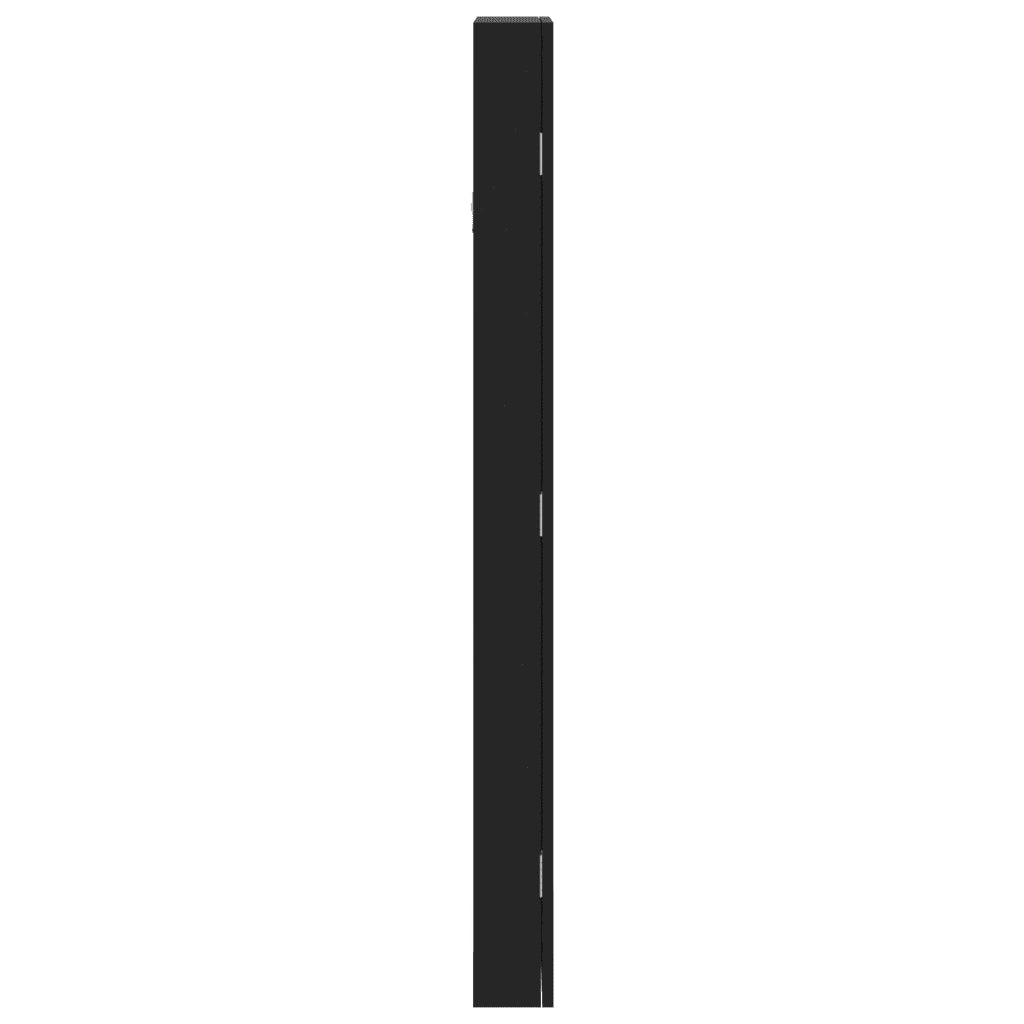 Armadio Portagioie con Specchio a Muro Nero 30x8,5x106 cm CFW1405600