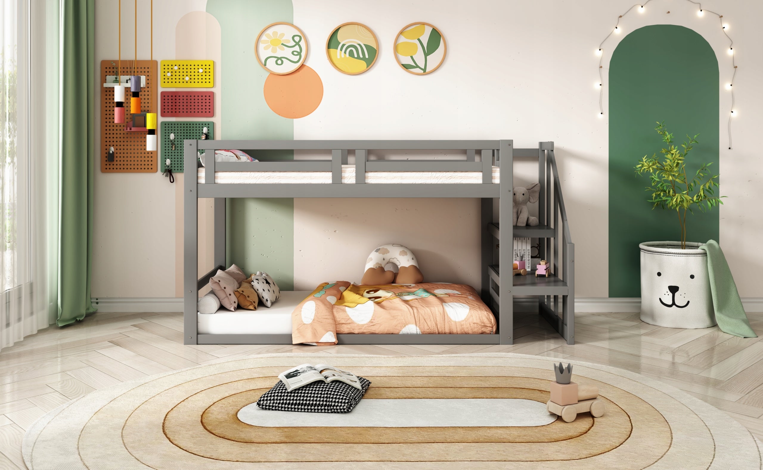 Letto a castello basso 90x200 - Xylo - Grigio senza materasso