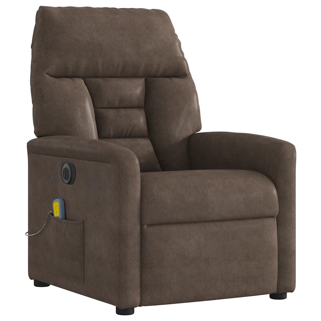 Poltrona Reclinabile Massaggiante Elettrica Marrone Microfibra 3303079