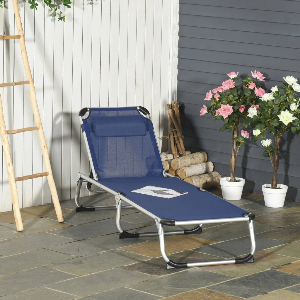 Lettino Prendisole Pieghevole da Giardino 60x170x76 cm in Alluminio e Textilene Blu