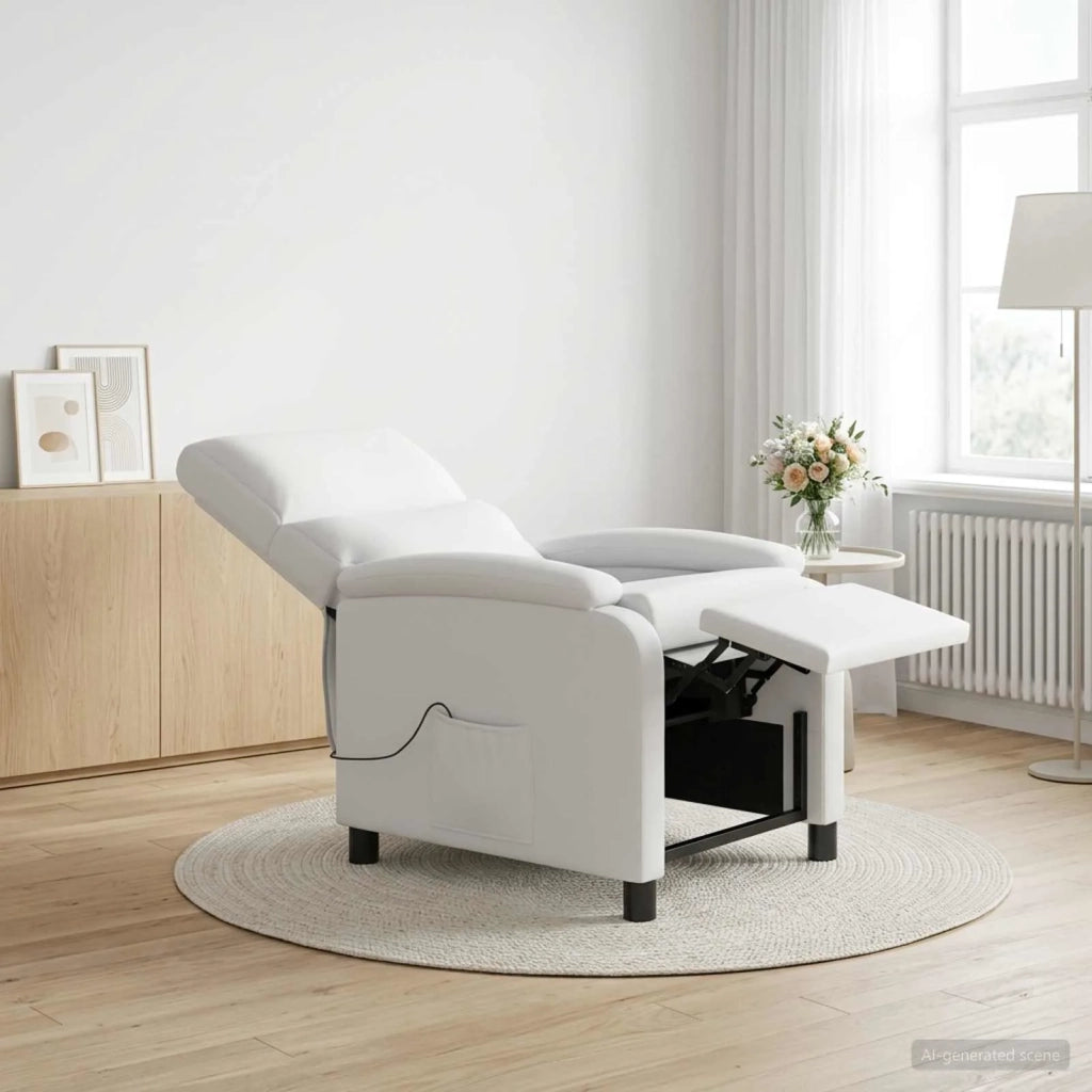 Divano Sedia-Poltrona Massaggiante Bianco Similpelle 847300