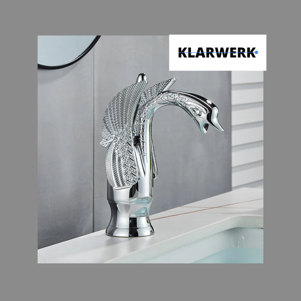 ADRIAN|Rubinetteria da bagno di design in acciaio inox con effetto cigno per lavabo di lusso cromato lucido, ristorazione|miscelatore bagno 2 attacchi