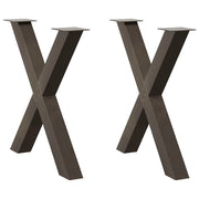 Set di 2 gambe per tavolo da pranzo a forma di X robuste e dal design moderno 70 x 72-73 cm in acciaio naturale 02_0057251