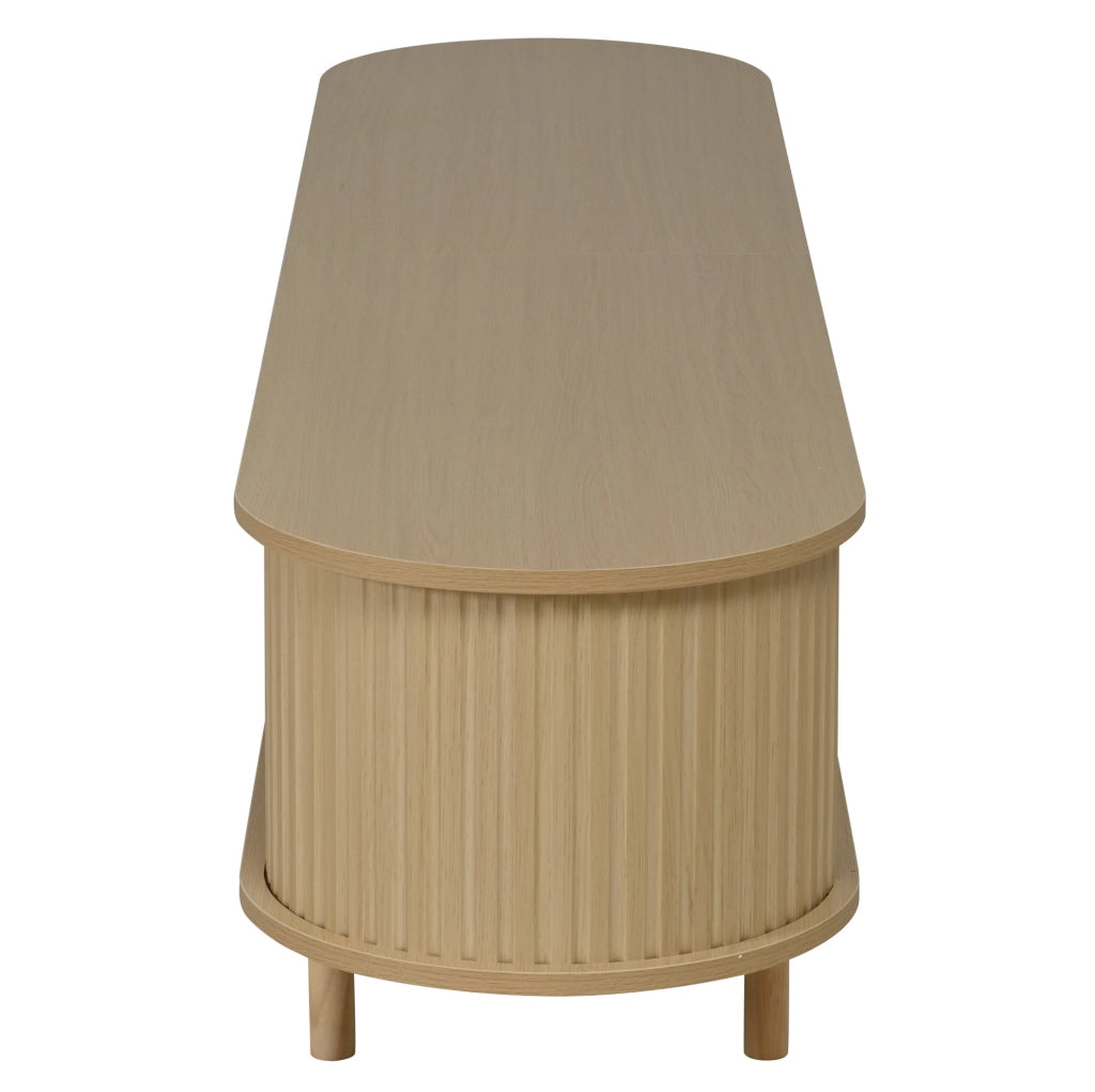 Mobile TV 180x40x40 cm con ante scorrevoli e cassetto in MDF naturale