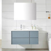 Mobile Bagno Sospeso 100 cm Lavabo e Specchio Malibù Grigio