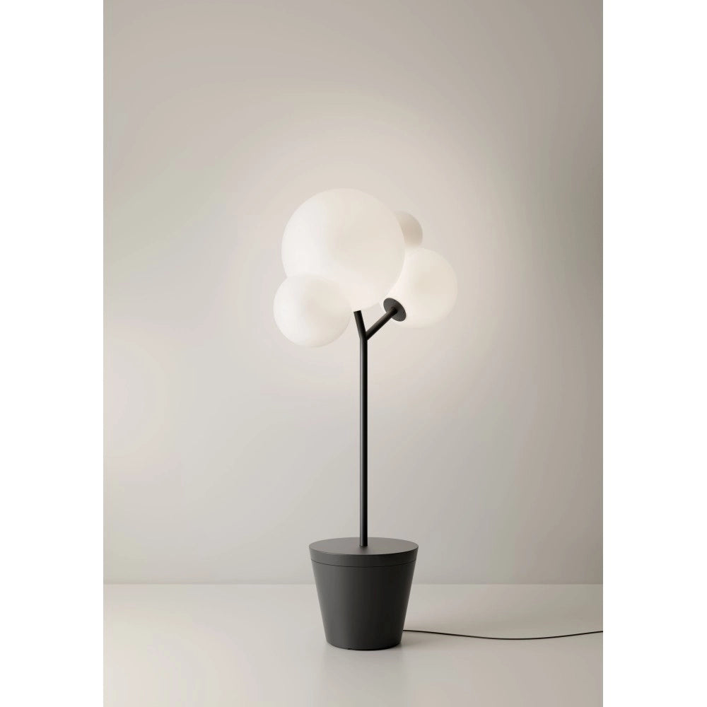 Zafferano - Lampada da terra Tree of Light per esterni e interni Nera - Piantana LED E27 - Piano d'appoggio regolabile