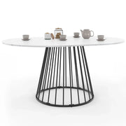 IDMarket - YUNA tavolo da pranzo rotondo allungabile 4-8 persone ALASKA piano effetto marmo bianco e nero 110 - 150 cm