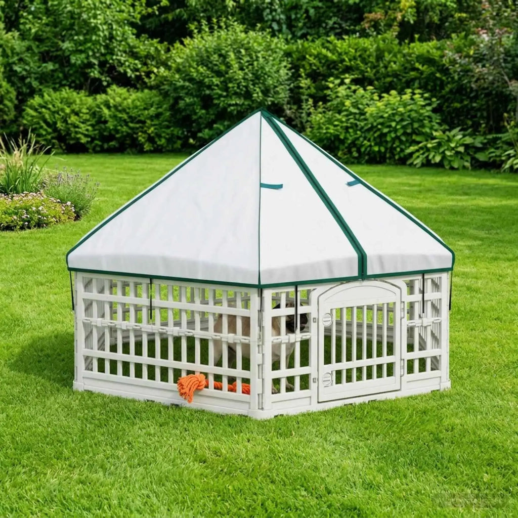 Panchetto per Cani a 6 Pannelli Bianco 179 x 151 x 114 cm 42027224