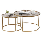 Aedion, Tavolino da Salotto set di 2 Tavolini, 80x80x43h cm oro Bronzo
