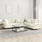 Set di Divani 2 pz con Cuscini Crema in Velluto 3202238