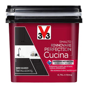 V33 Smalto Rinnovare Perfection Cucina Muri Piastrelle Mobili Metallo Satinato Colore: Nero Quarzo Metalizzato